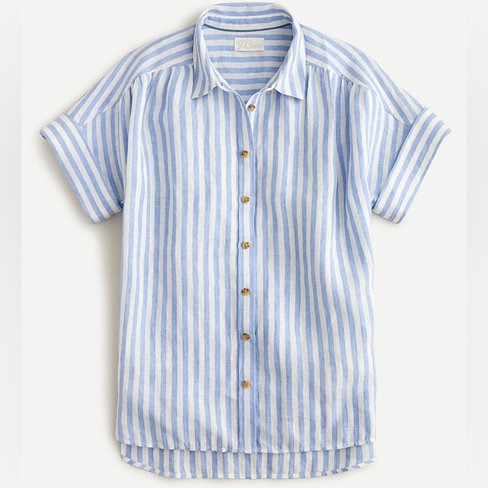 NEW J.Crew Relaxed-fit short-sleeve Baird McNutt Irish linen shirt in stripe